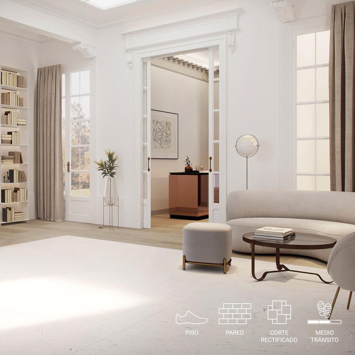Porcelanato Fontana Blanco Mate - 120X120 cm - 1.44 m2