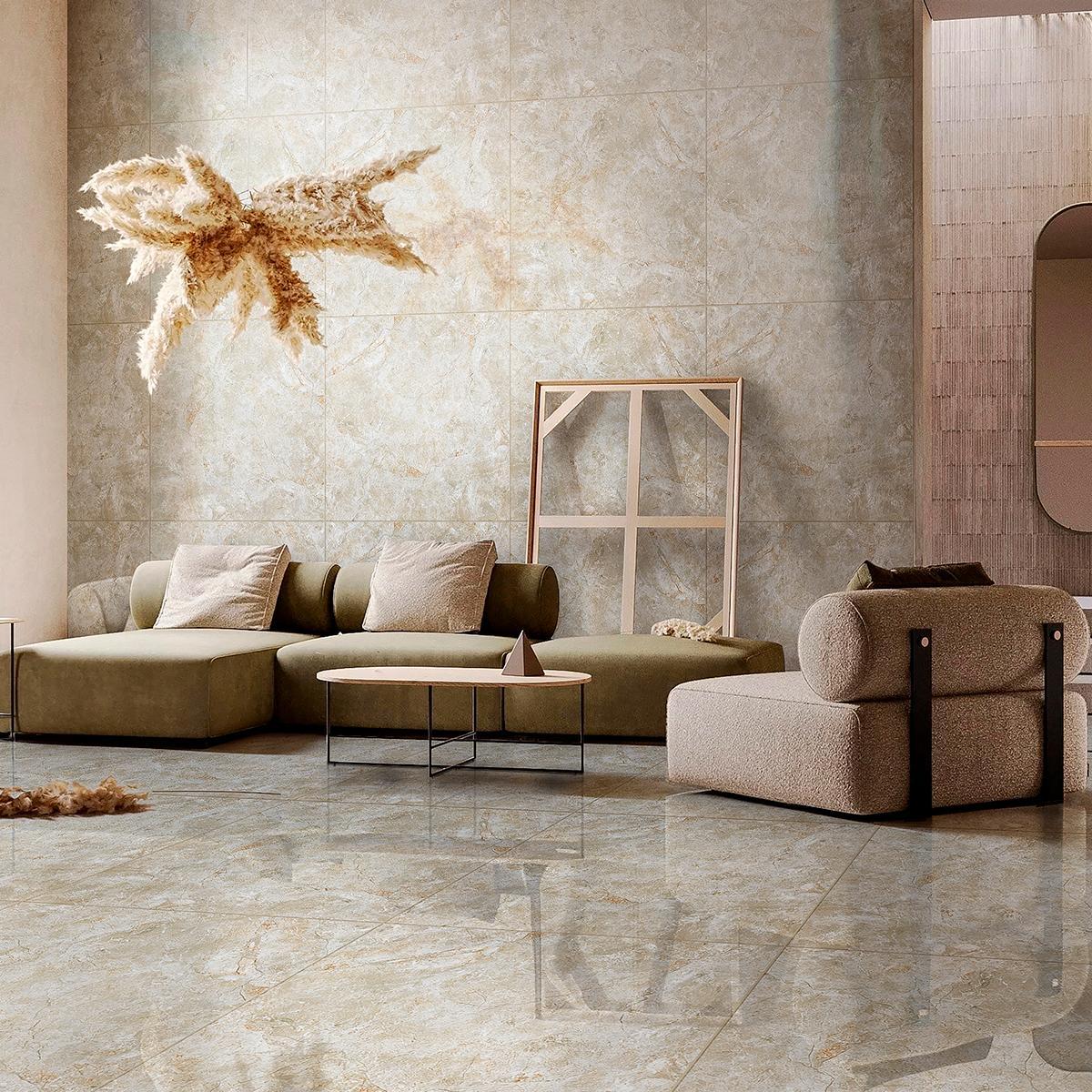 Porcelanato Elbrus Beige Brillante - 60x60 cm - 1.44 m2