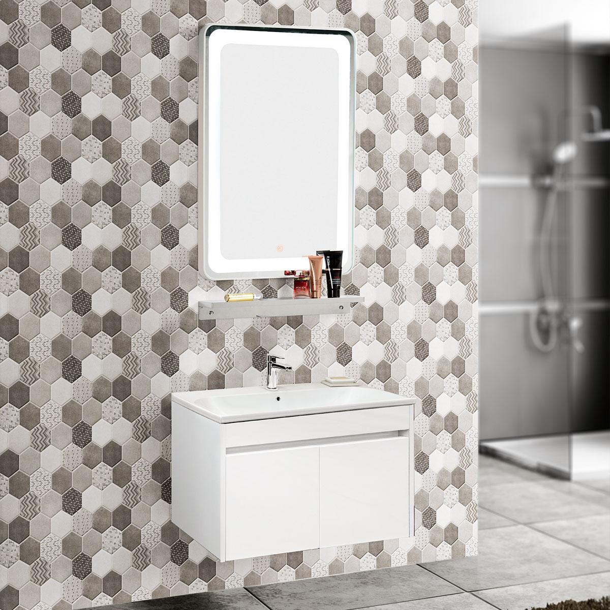 Mueble De Baño Golden Bath Santorini Blanco 61X50X46 Cm C/ Rebose Inc. Lavat Empotrar