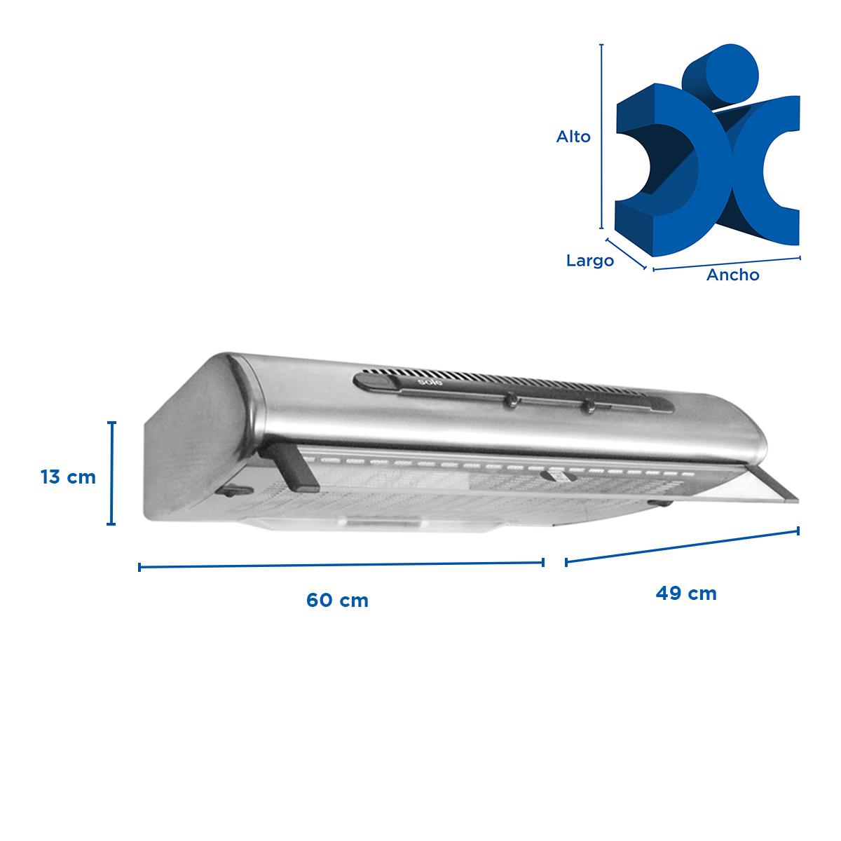 Campana Helena Lineal Doble Motor 60 cm - Acero