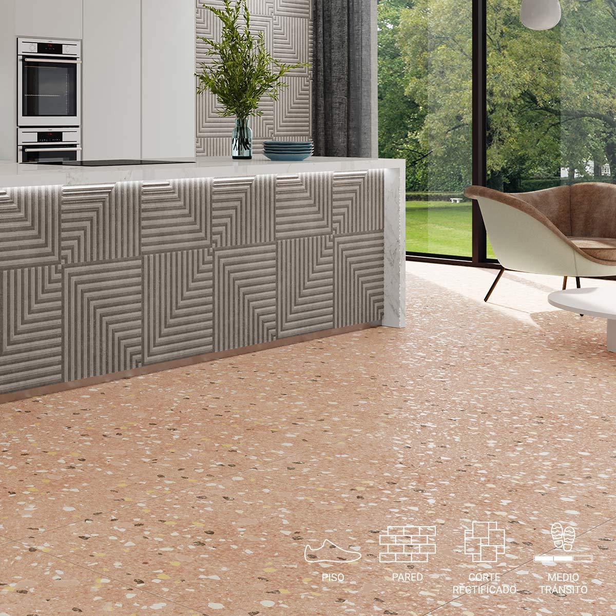 Porcelanato Confete Rosa Natural Rectificado - 100 x 100 cm - 2.00 m2