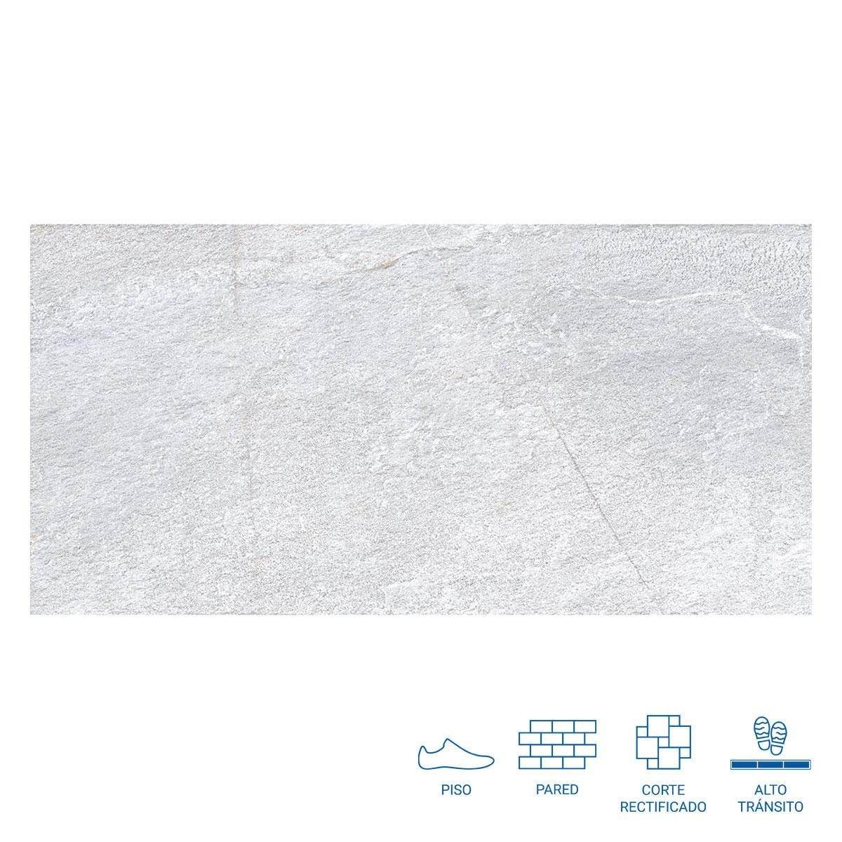 Porcelanato Yera Natural Gris Semi Brillante - 60X120 cm - 1.44 m2