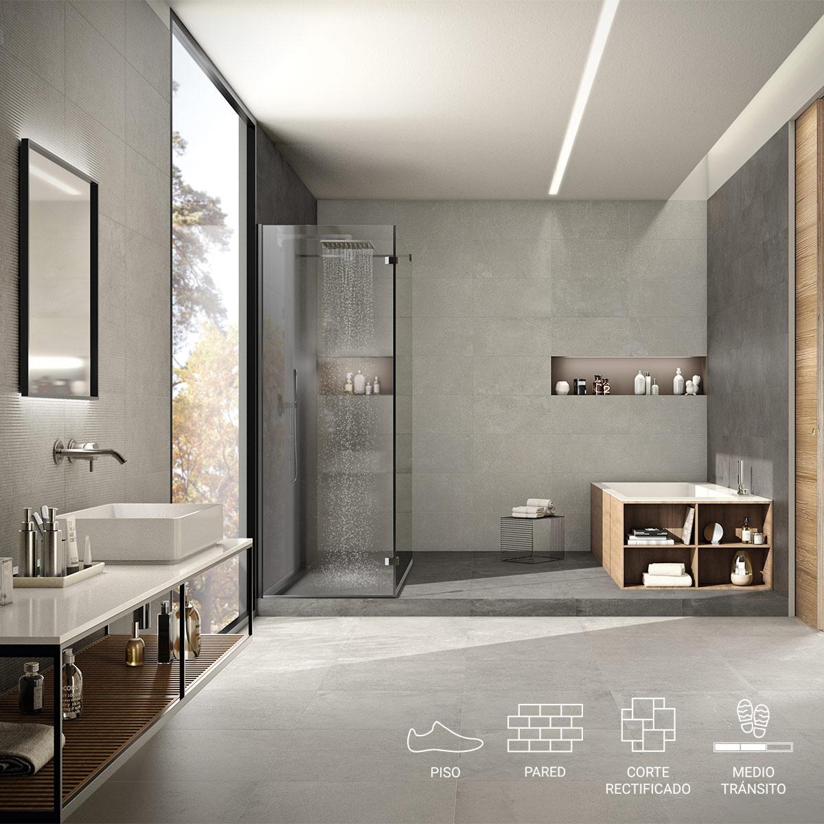 Porcelanato Stoncrete Camargue Gris Mate - 60X120 cm - 1.44 m2