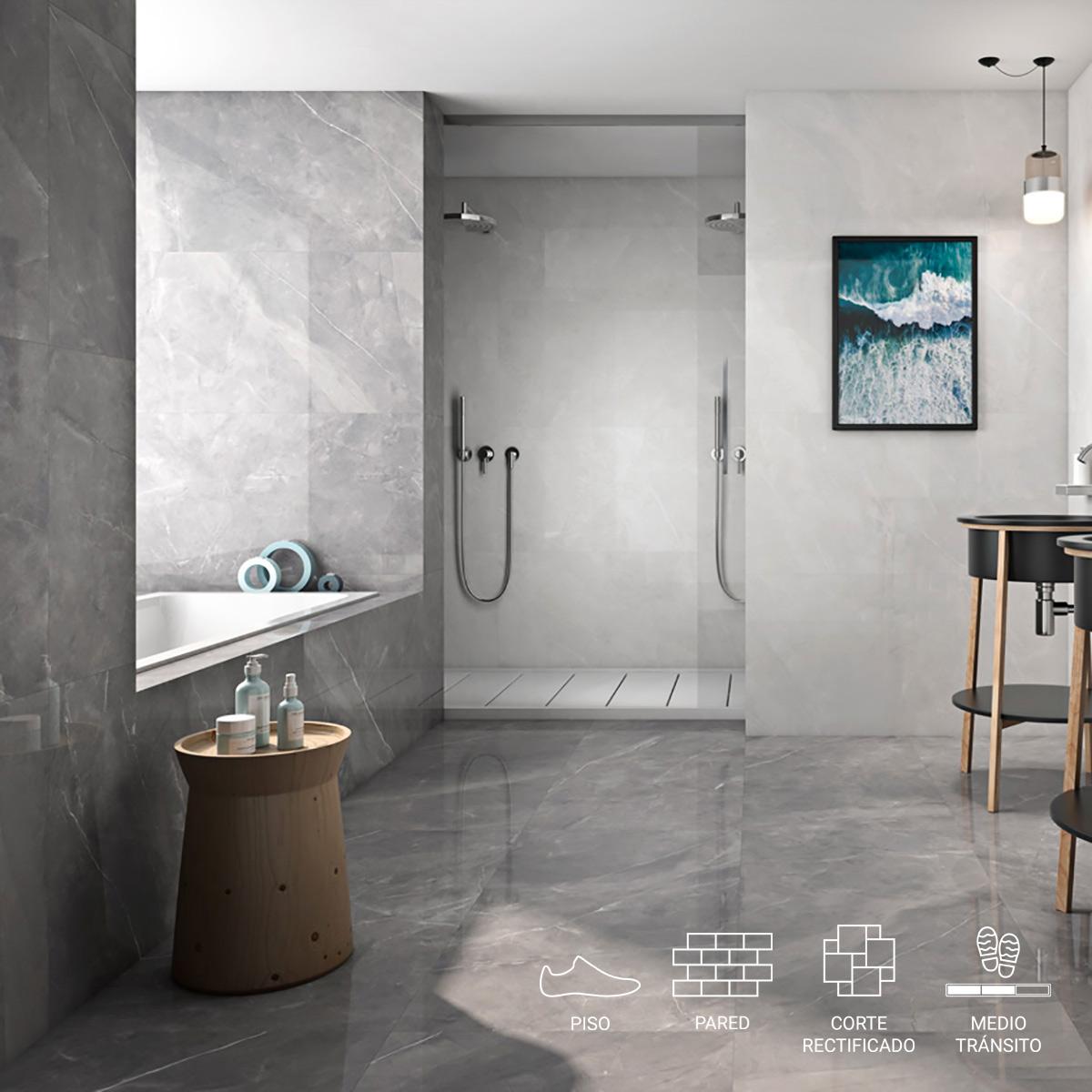 Porcelanato Dagma Gris Brillante - 60X60 cm - 1.44 m2