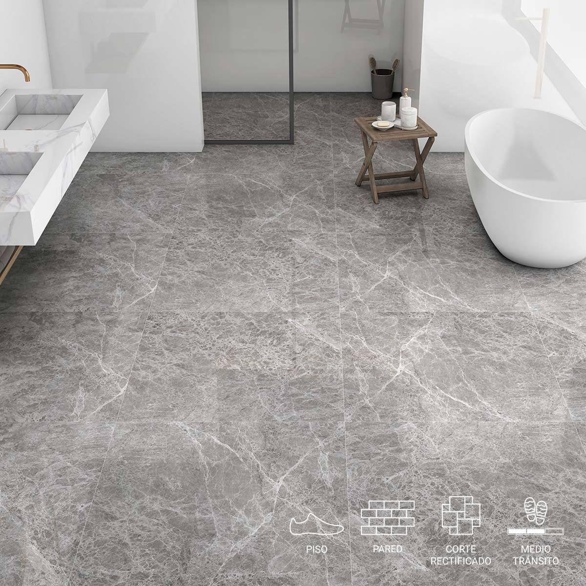 Porcelanato Lizard Grey Mate - 80X80 cm - 1.28 m2