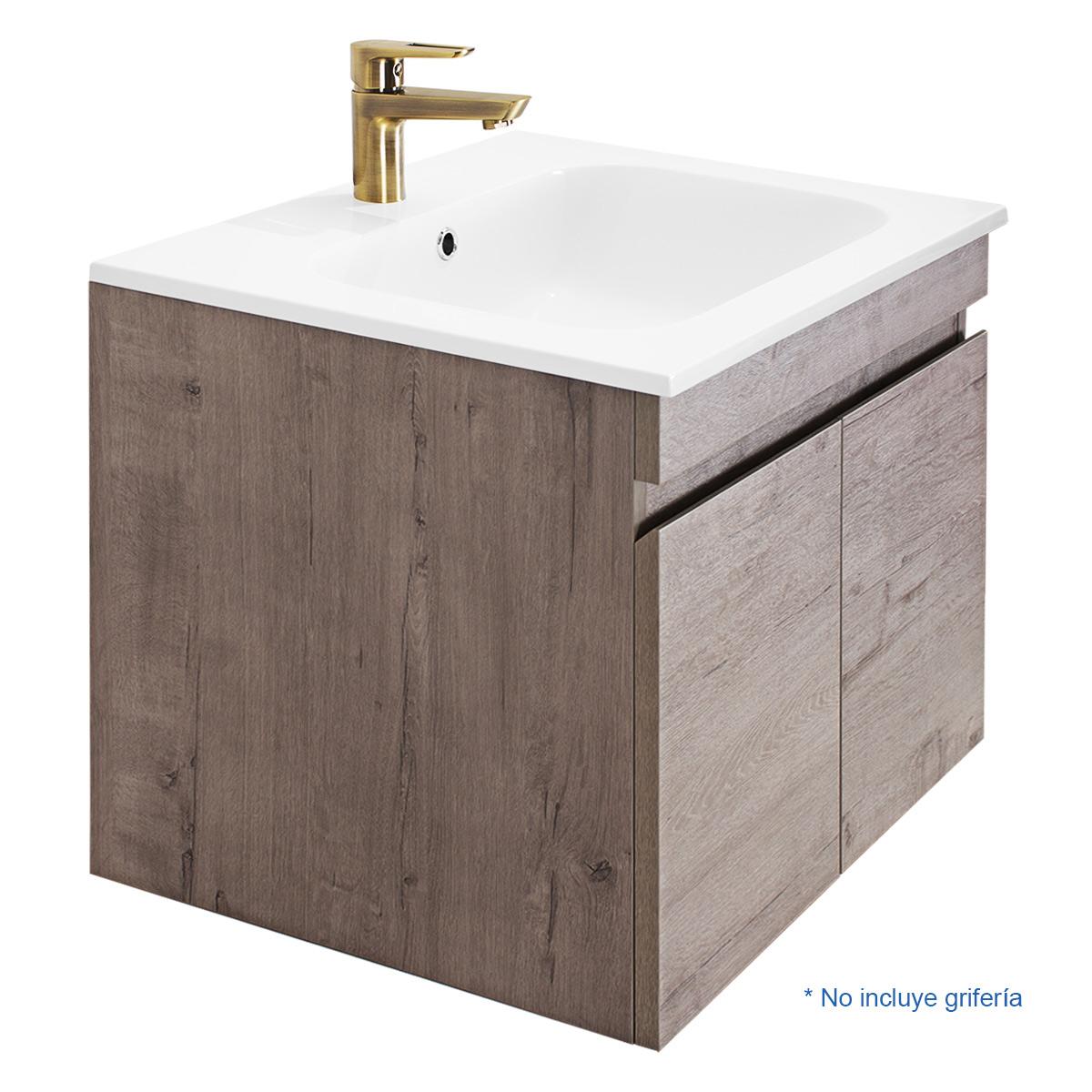 Mueble De Baño Origin Socina Marron Mate Susp Inc. Lavatorio + Espejo
