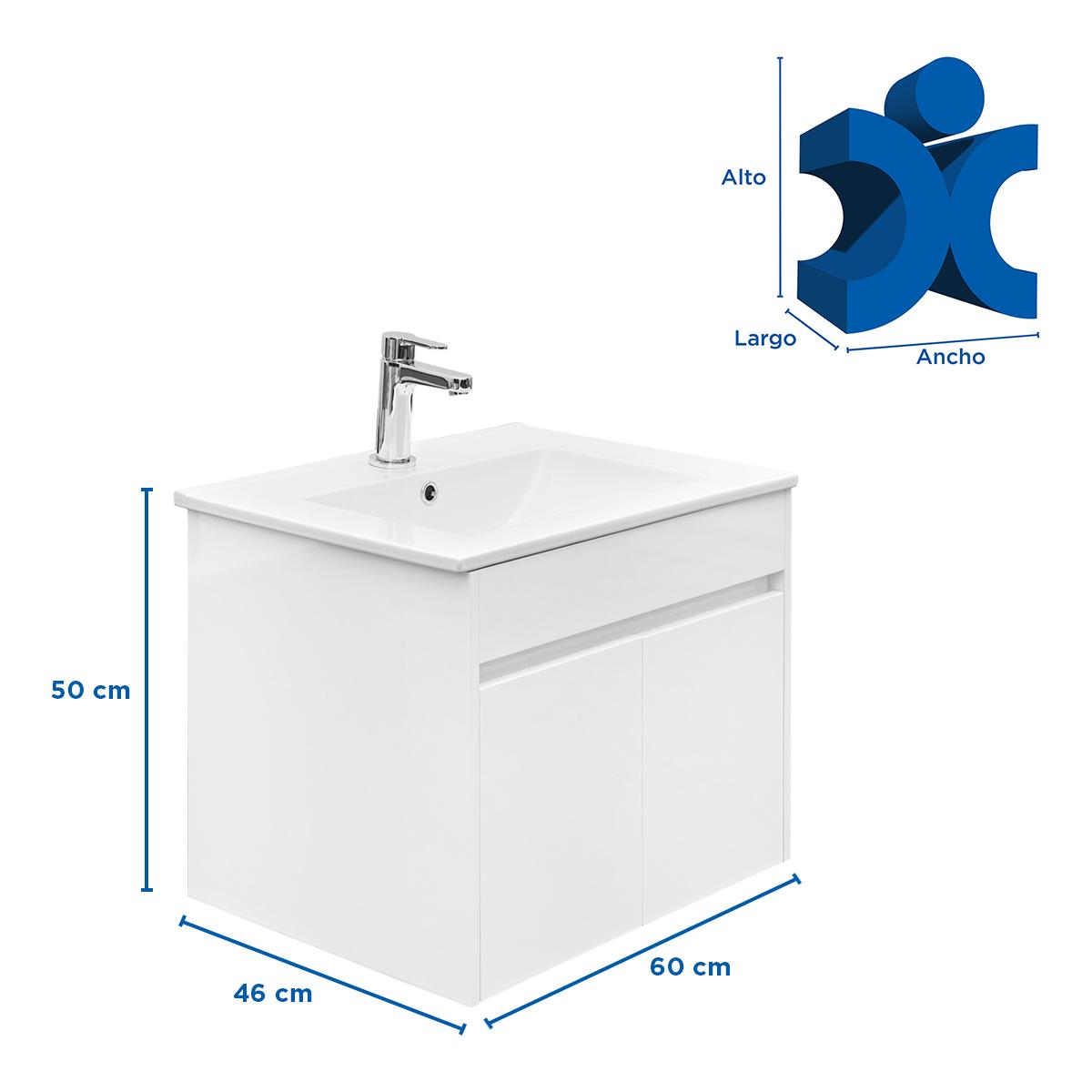 Mueble De Baño Golden Bath Santorini Blanco 61X50X46 Cm C/ Rebose Inc. Lavat Empotrar