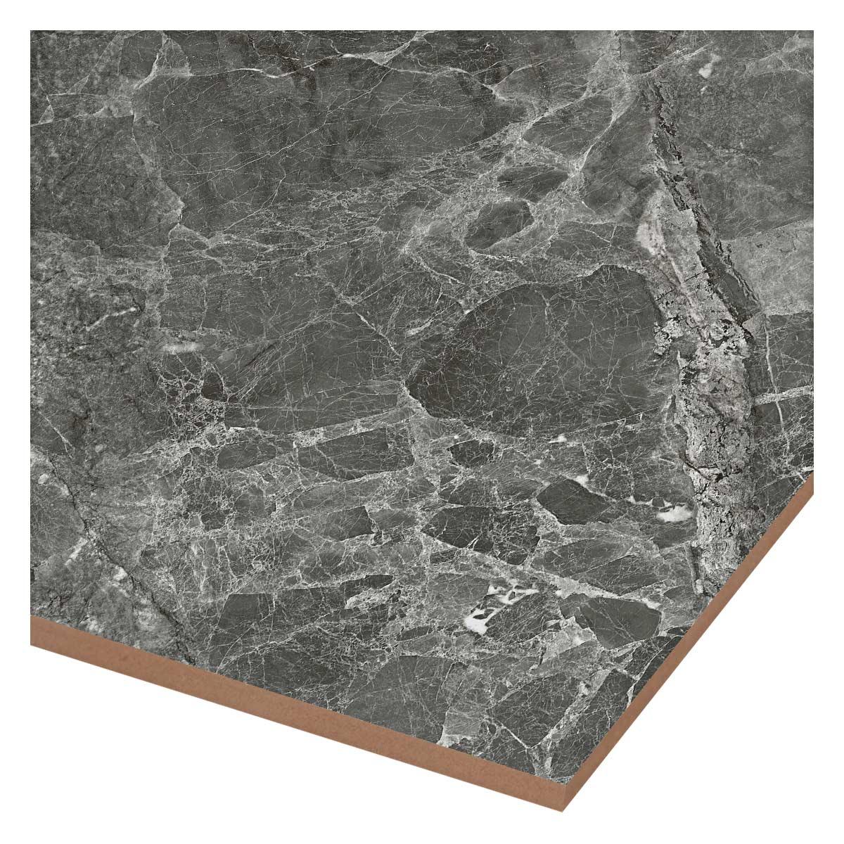 Porcelanato Venatino Gris Oscuro Brillante - 60X60 cm - 1.44 m2