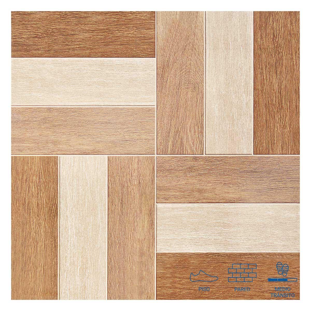 Piso Arkansas Madera Natural Brillante - 45X45 cm - 2.23 m2