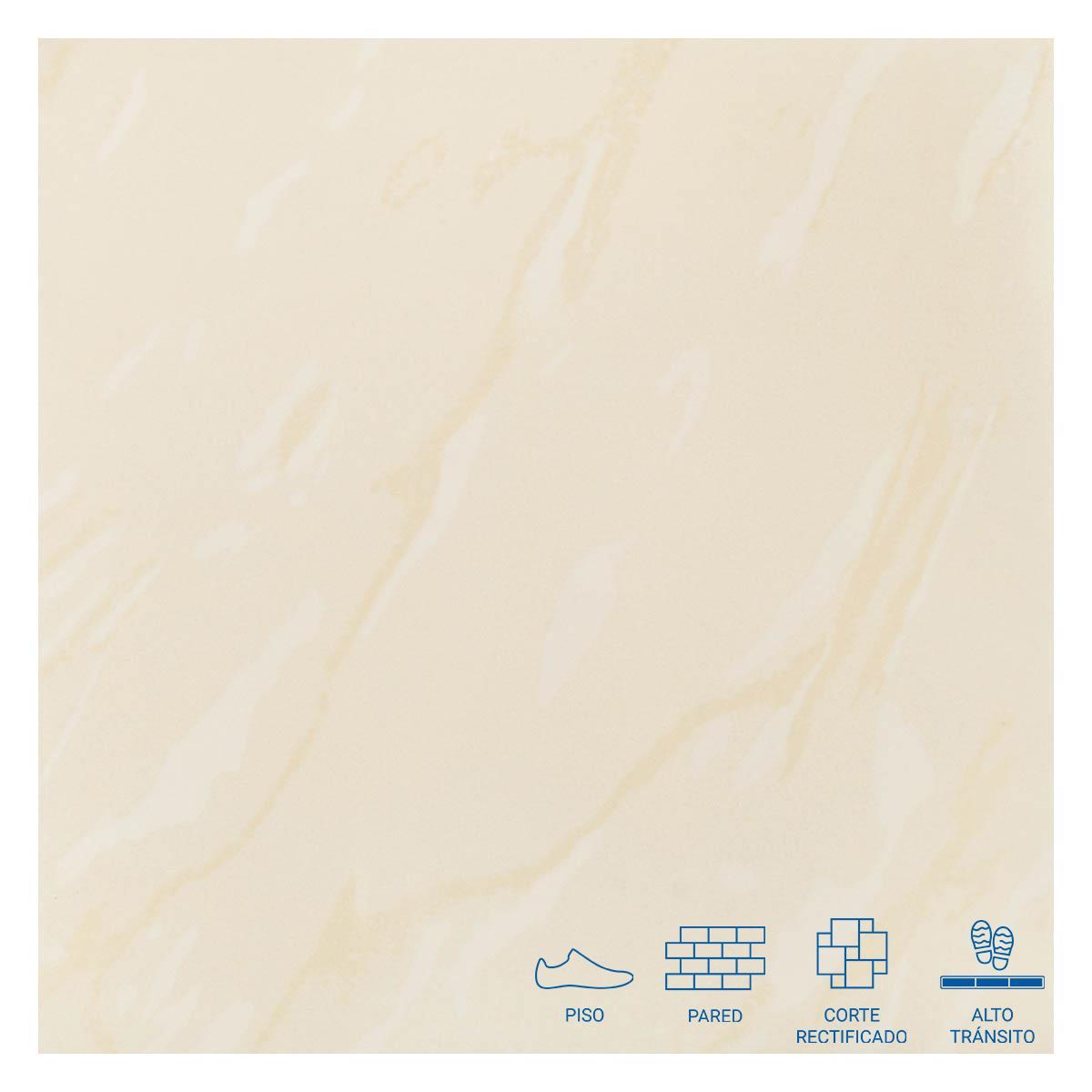 Porcelanato Mármol Beige Brillante - 60x60 cm - 1.44 m2