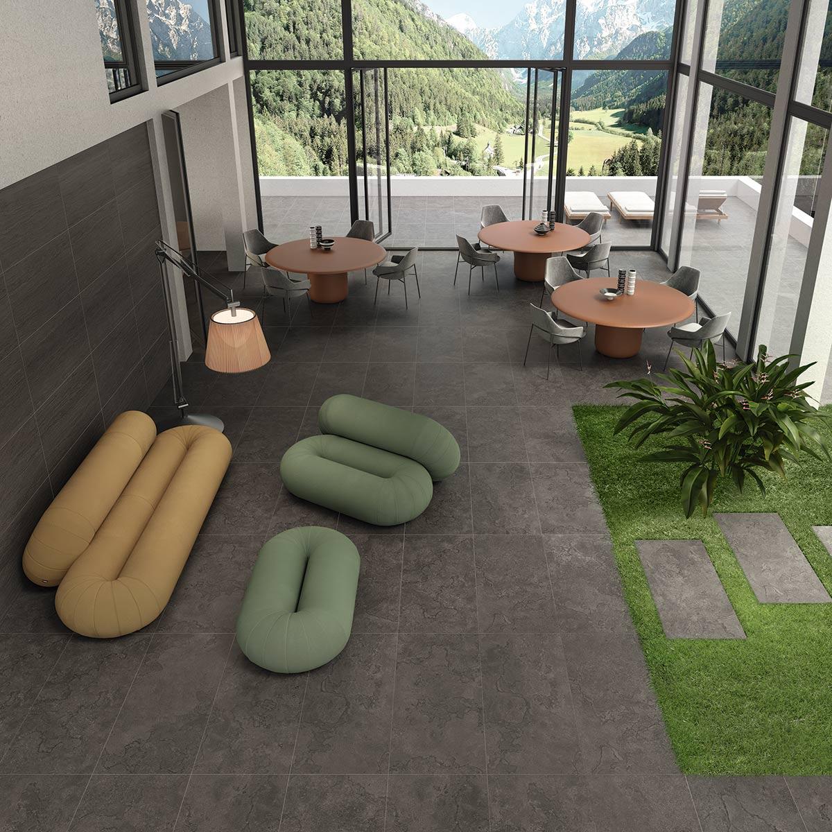Porcelanato Emil Ceramica Portland Stone Lines Anthracite Mate Rect. Dest. 60X120 Caja 1.44 M2