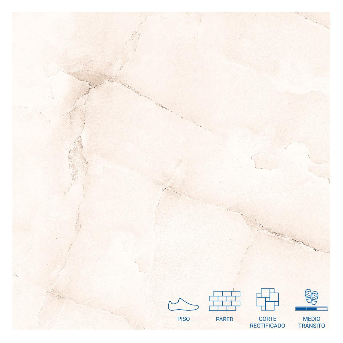 Porcelanato Marbled Blanco Brillante - 60X60 cm - 1.44 m2