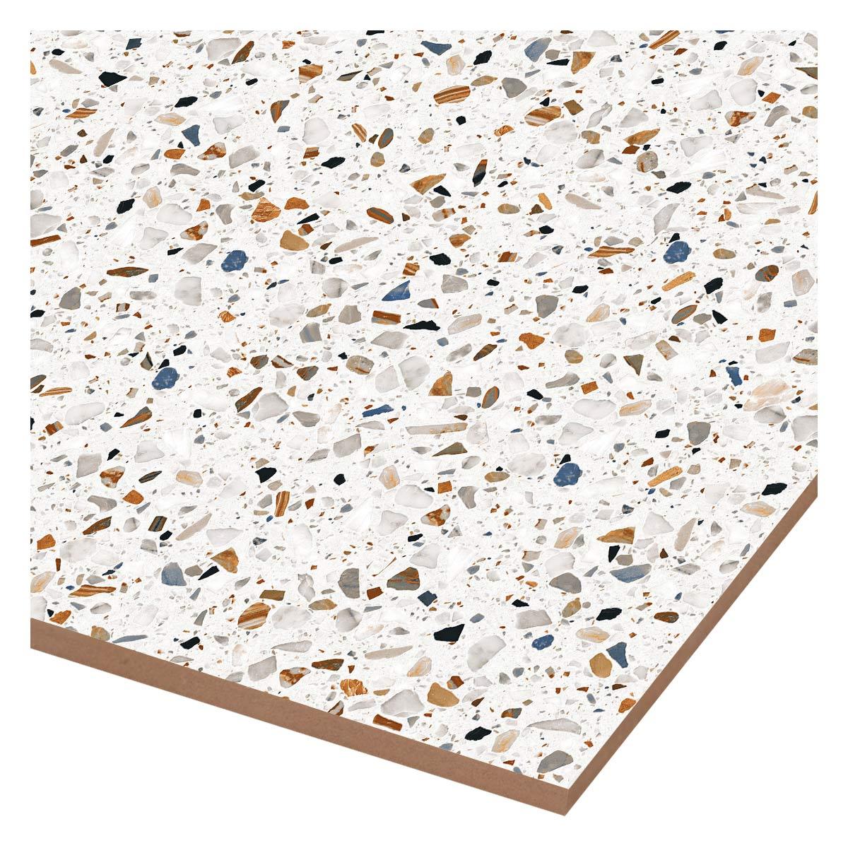 Porcelanato Terrazo Fiesta Beige Brillante - 60X60 cm - 1.44 m2