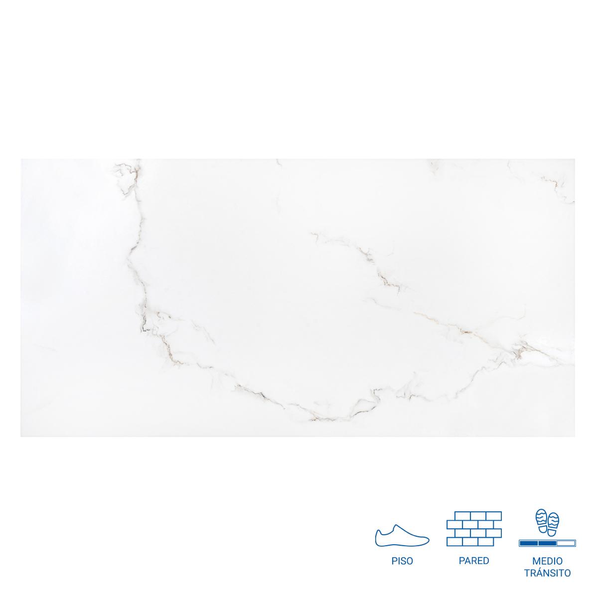 Porcelanato Carrara Blanco Brillante - 60X120 cm - 1.44 m2