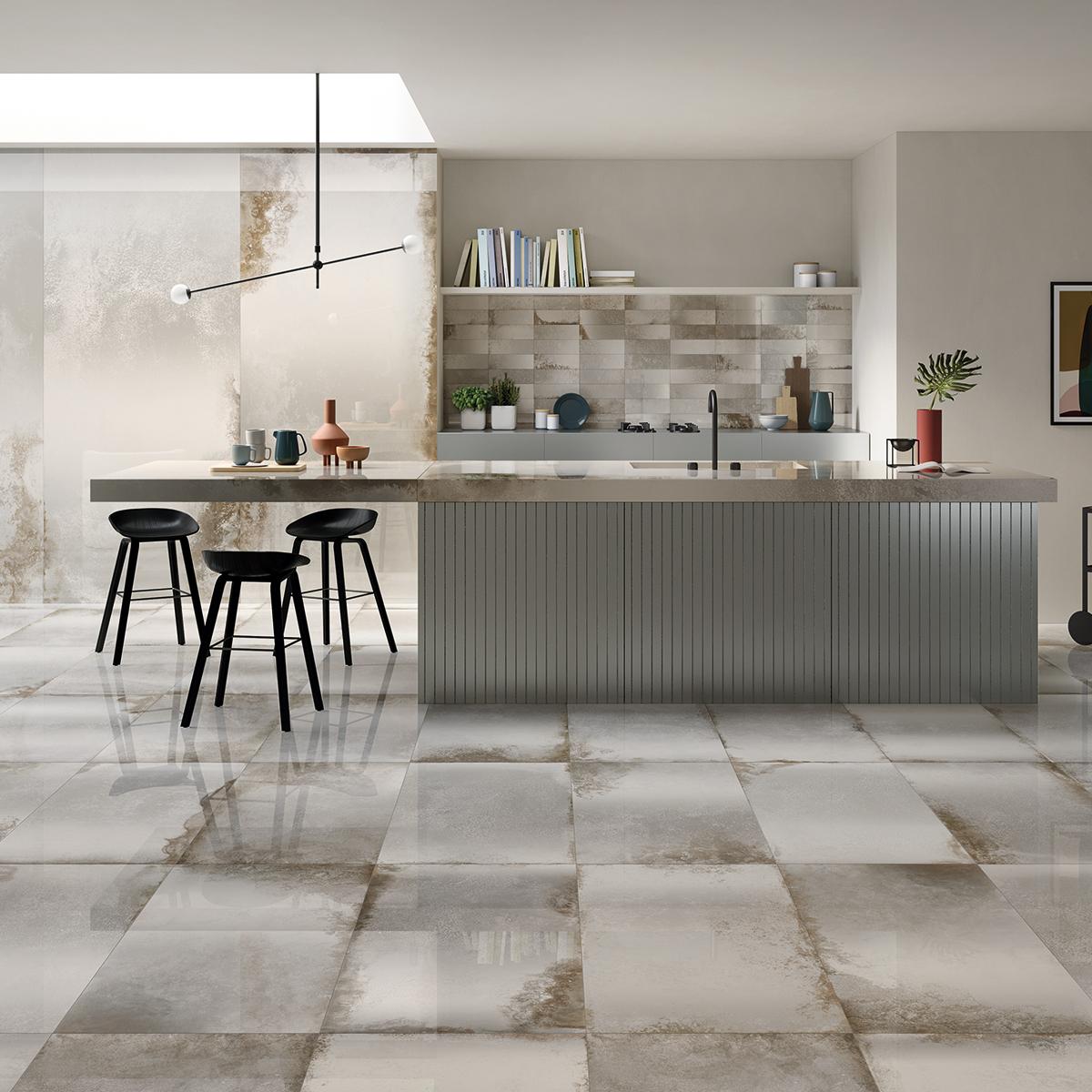 Porcelanato Narciso Gris Brillante - 60X120 cm - 1.44 m2