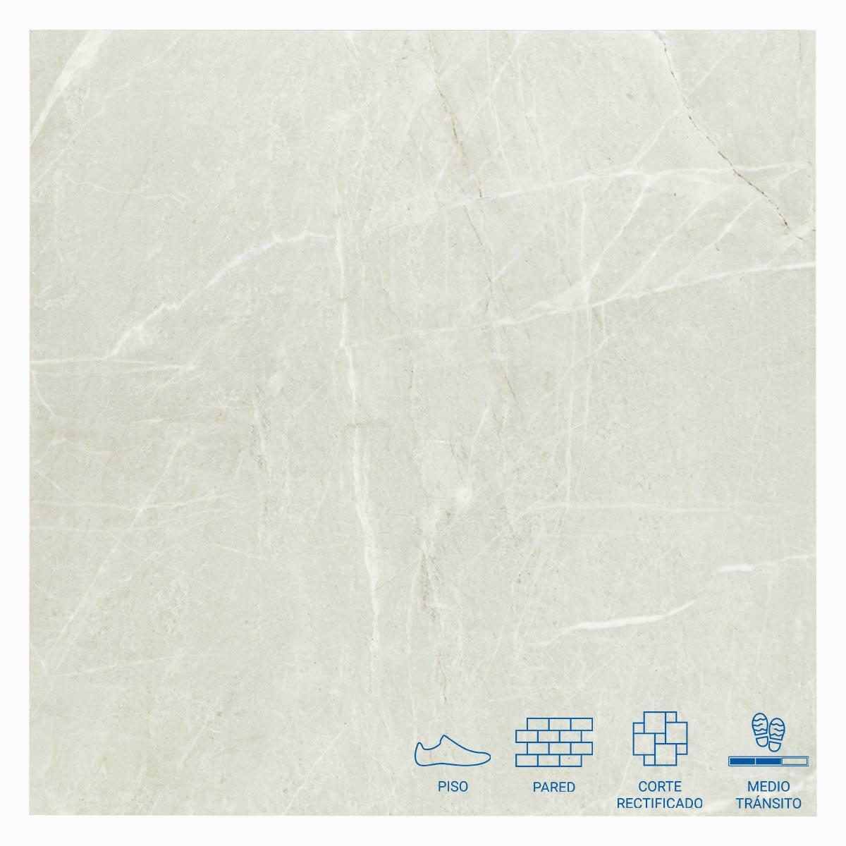 Porcelanato Jaspe Gris Brillante - 60X60 cm - 1.44 m2