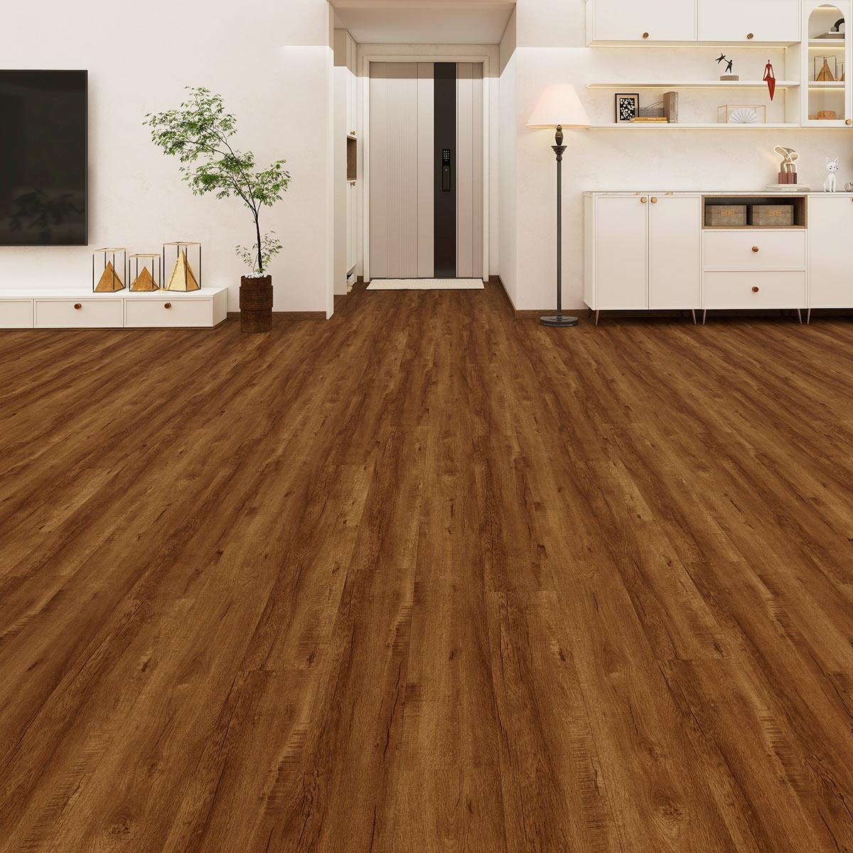 Piso SPC Caoba Marrón - 18.3X122 cm - 2.23 m2