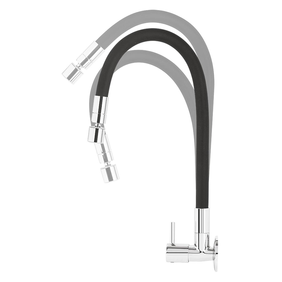 Llave Memphis Para Lavadero Pico Flexible - Plateado/Negro