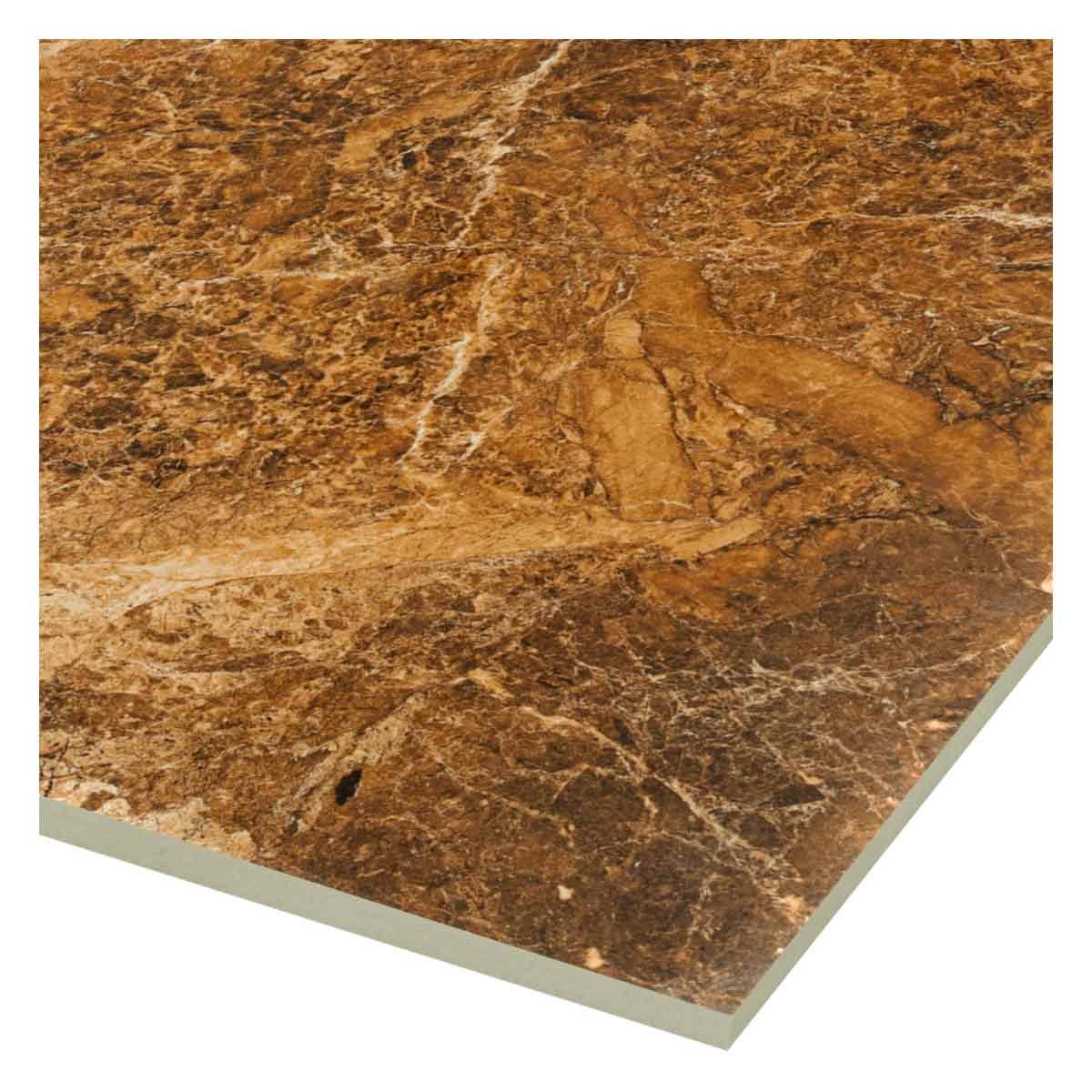 Porcelanato Caspio Marrón Brillante - 60X60 cm - 1.44 m2