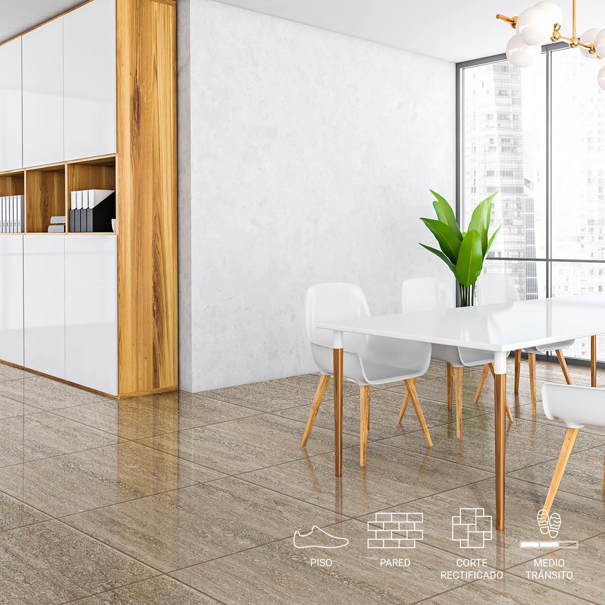 Gres Porcelánico Super Gloss Travertino Brillante - 60X60 cm - 1.44 m2