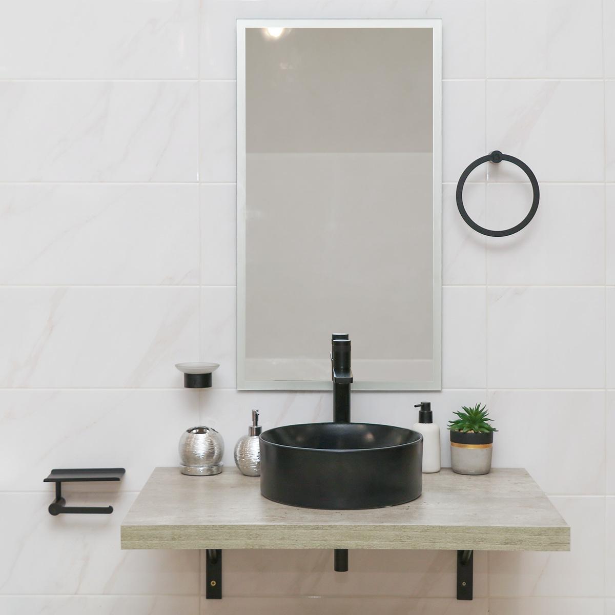 Porta Rollo Martini Con Repisa Para Baño Mate - Negro