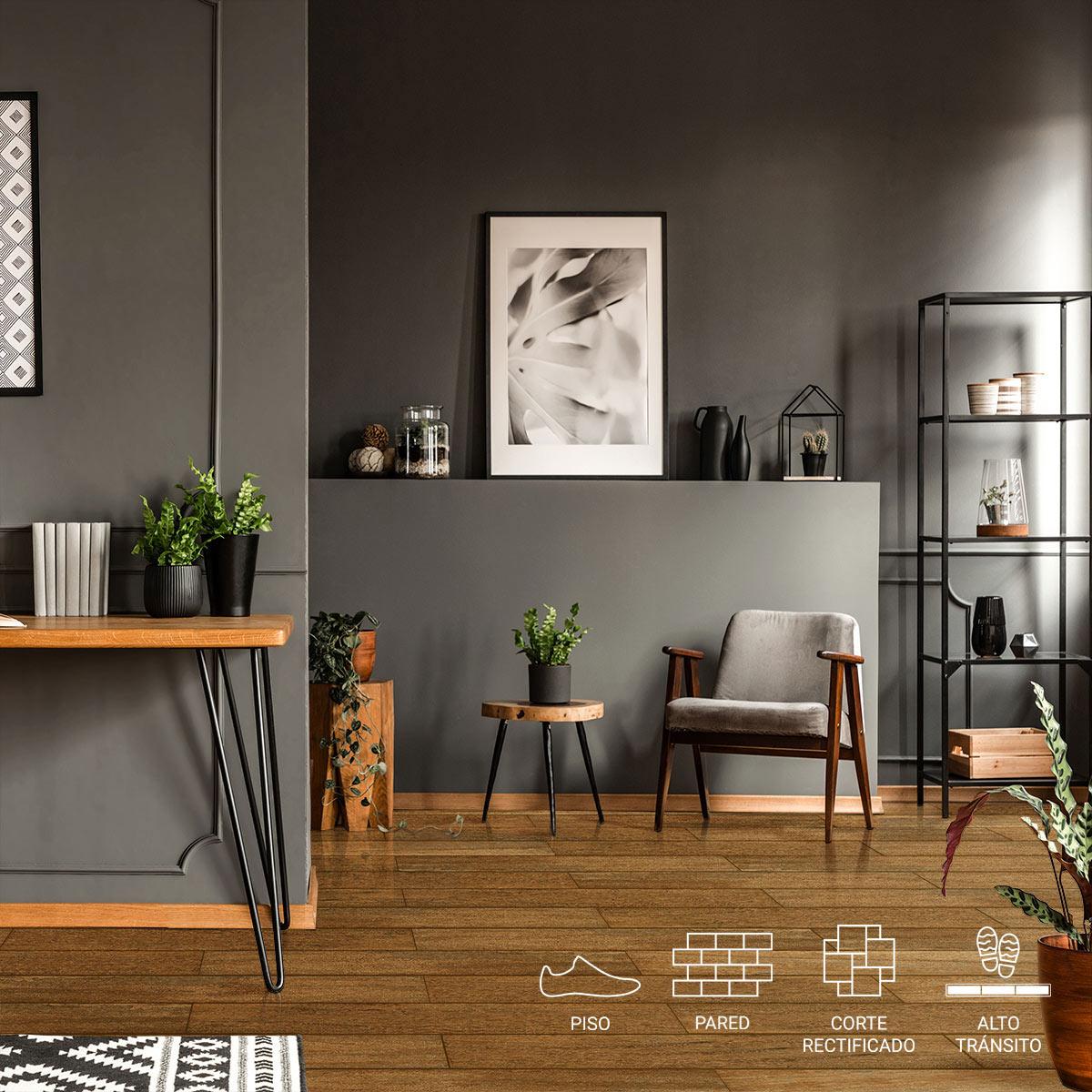 Porcelanato Banqueta Marrón Oscuro Mate - 20.2X86.5 cm - 1.40 m2
