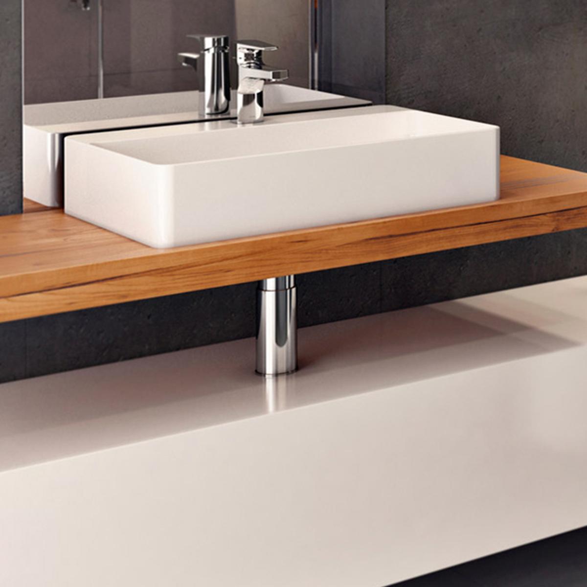 Monocomando Lift Para Lavatorio Pico Alto - Plateado