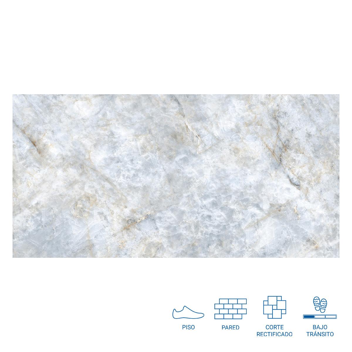 Porcelanato Patagonia Sky Blanco/Azul Mate - 60X120 cm - 1.44 m2